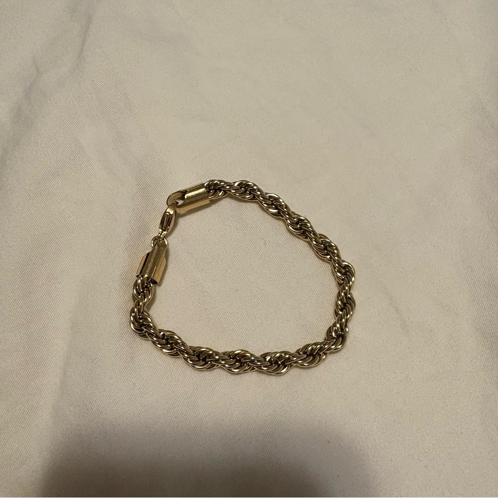 Elegant Gold Rope Chain Bracelet 14K Plated Gold